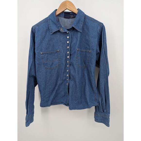 Vintage Denim Pearl Snap Long Sleeve Medium Top - Picture 2 of 6